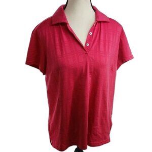 Adidas Golf Womens Polo Shirt Pink Short Sleeve Athletic Size L